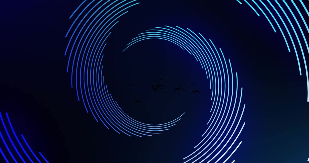 Mysterious Blue Spirals and Flying Bats on Dark Background