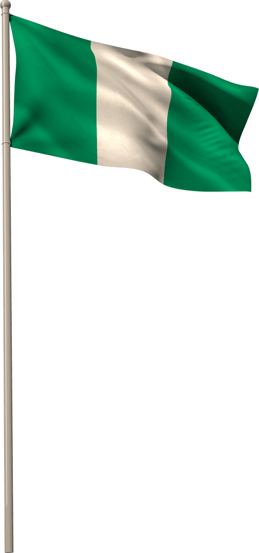 Nigerian Flag Waving with Transparent Background