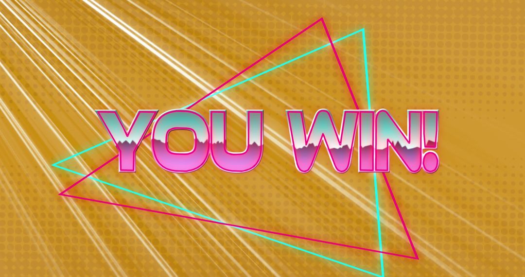 Victory Message with Neon Design and Abstract Background