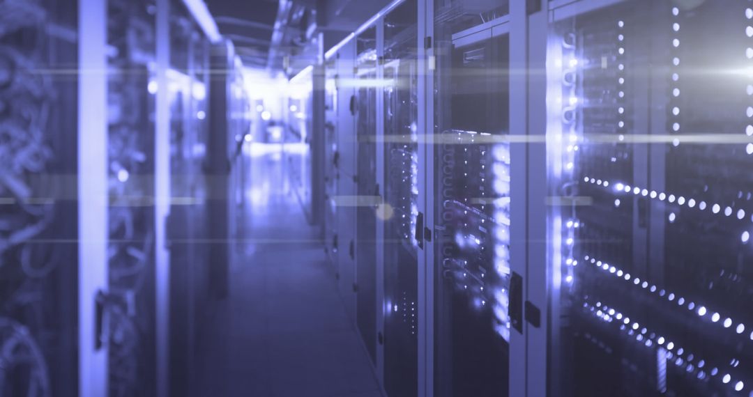 Futuristic QR Code with Server Racks in Background