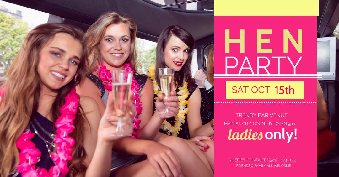Women Celebrating Hen Party in Luxurious Limousine Setting