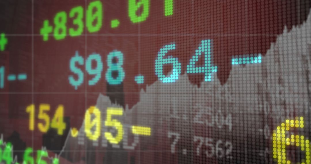 Financial Data Displayed Over Futuristic Cityscape