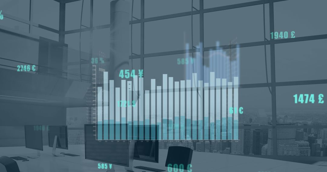Statistics Displayed Over Empty Office Background