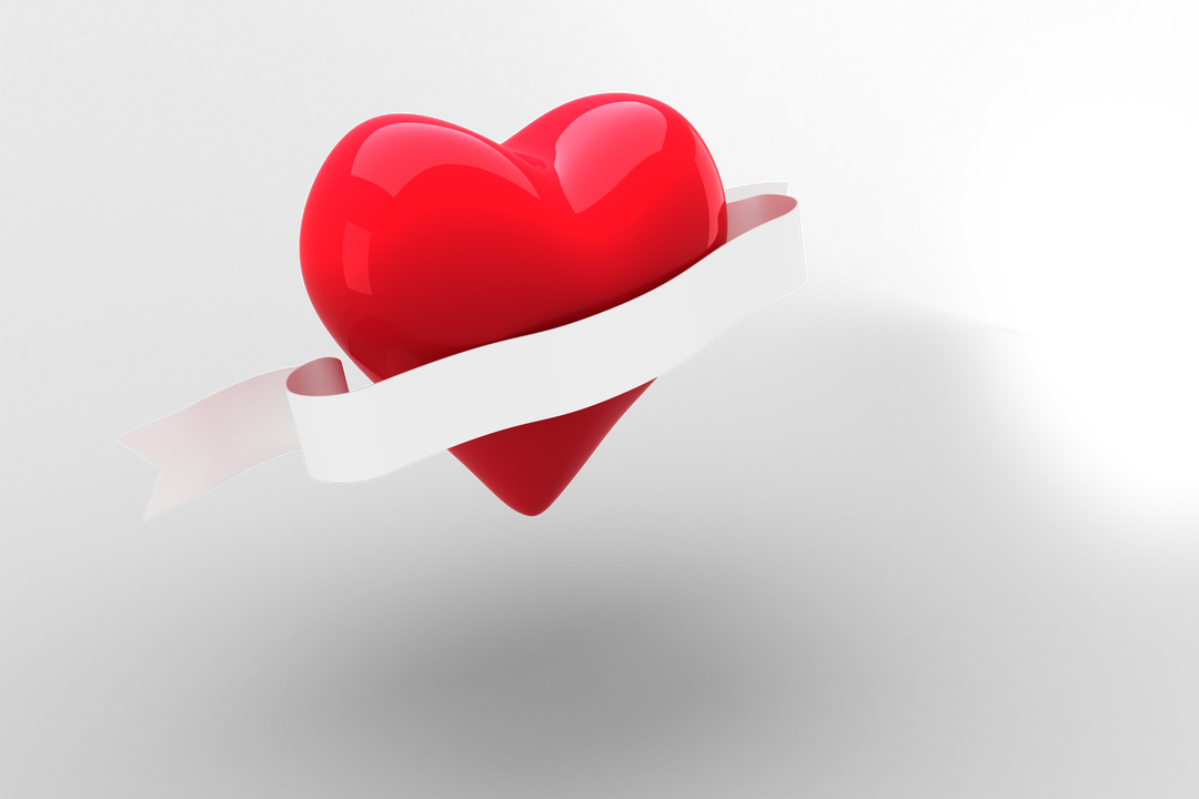 Red Heart with White Ribbon on Transparent Background PNG Illustration - Download Free Stock Images Pikwizard.com