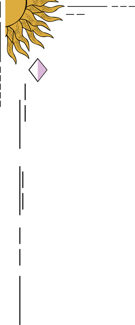 Minimalist Sun with Purple Diamond on Transparent Background