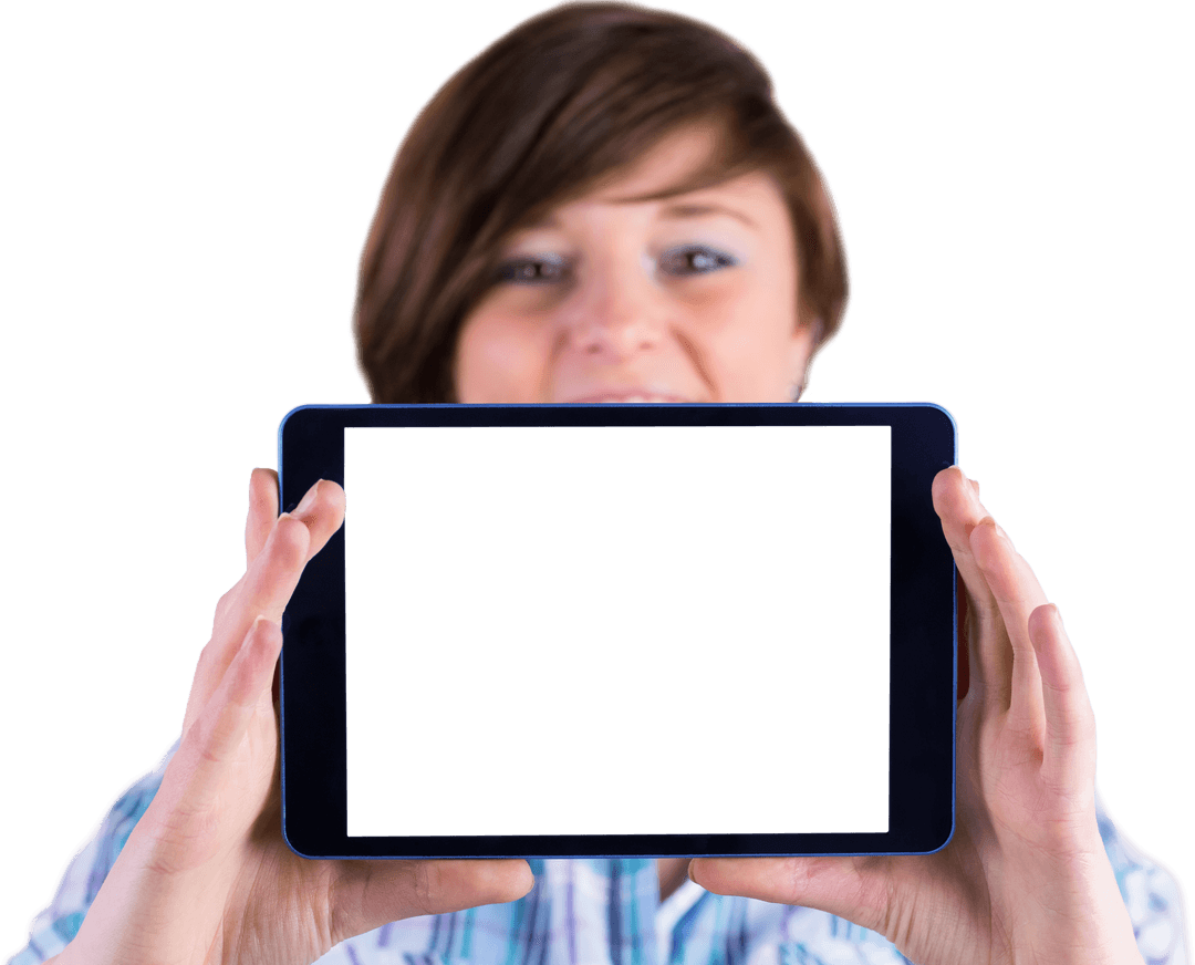Transparent Display Concept with Woman Holding Tablet