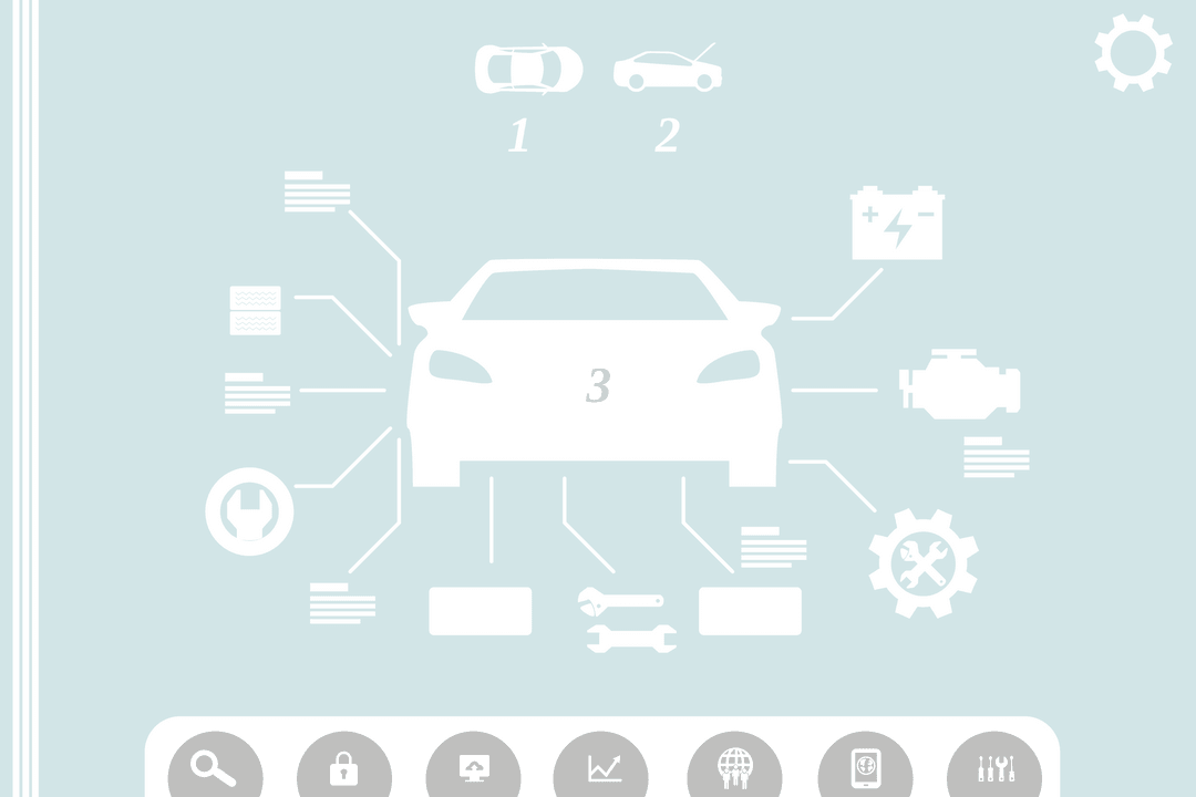 Transparent Car Diagnostic Infographic with Abstract Elements