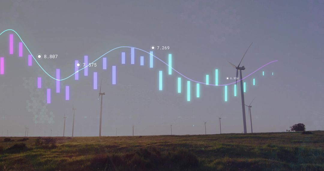 Wind Turbine with Data Visualization on Grassy Field