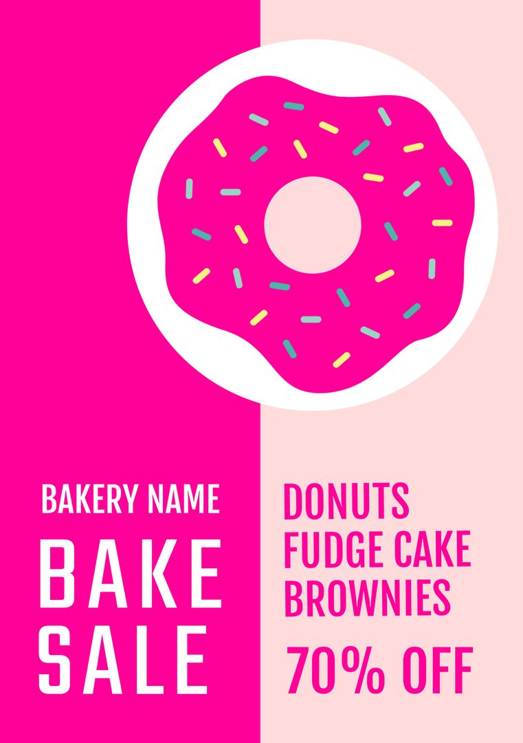 Vibrant Pink Bake Sale Poster Featuring Delicious Donut