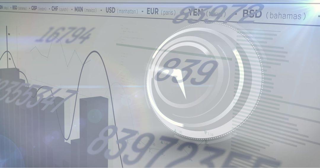 Futuristic Financial Data Overlay on Clock Concept