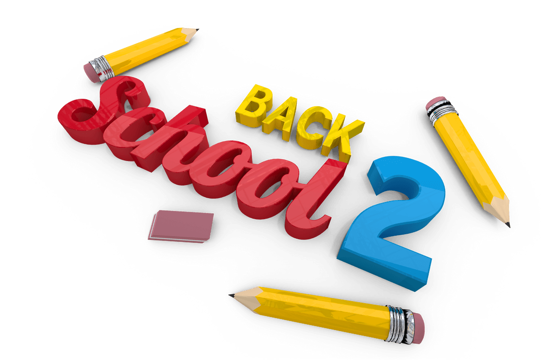 Colorful Back to School Design with Pencils Transparent Background