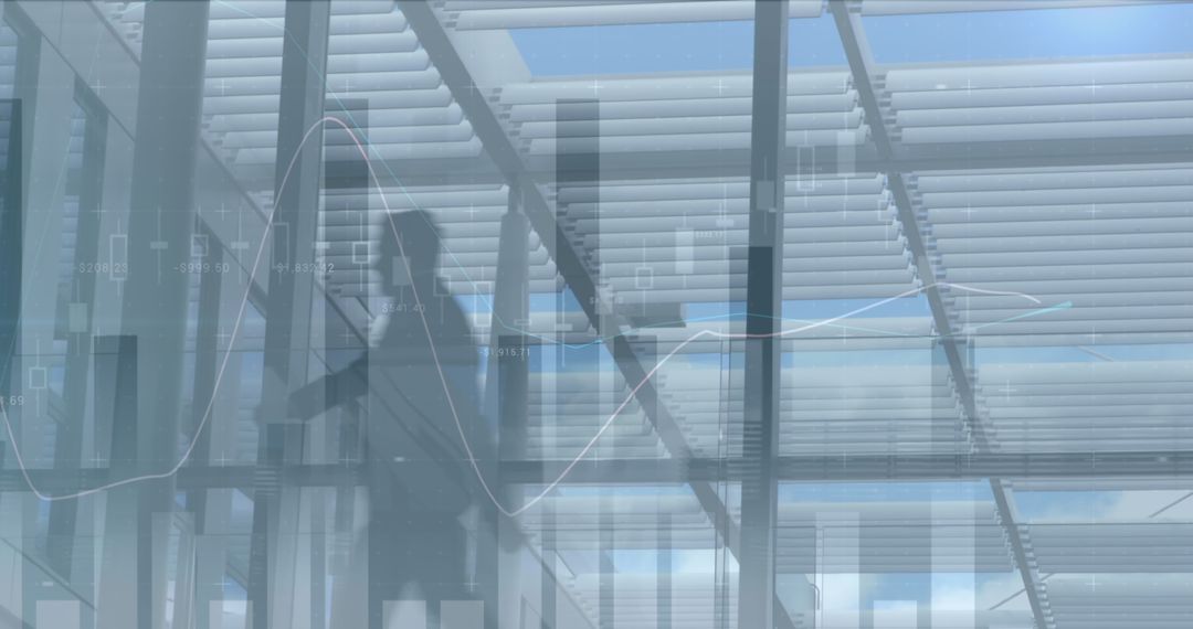 Digital Financial Data Overlay with Business Urban Scene