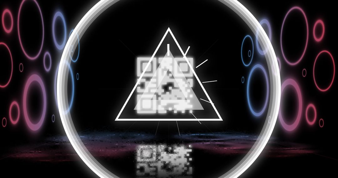 Illuminated QR Code with Futuristic Neon Circle Design