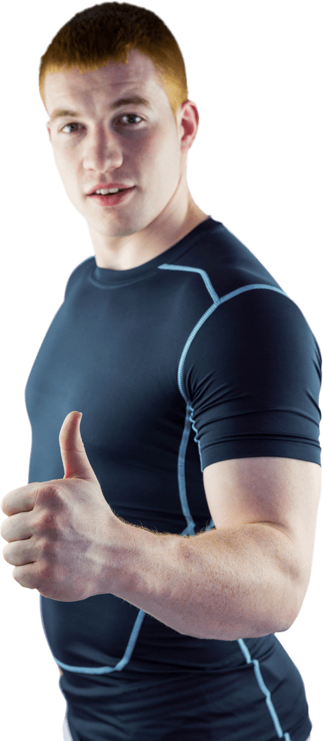 Transparent Cutout Muscular Athlete Thumb Up Pose
