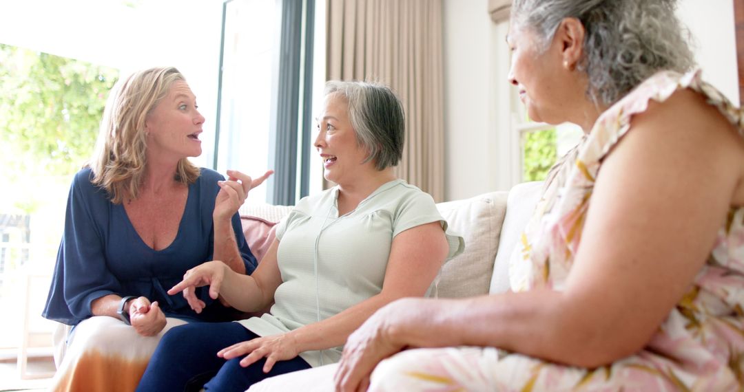 Diverse Group of Mature Friends Enjoying Meaningful Conversation
