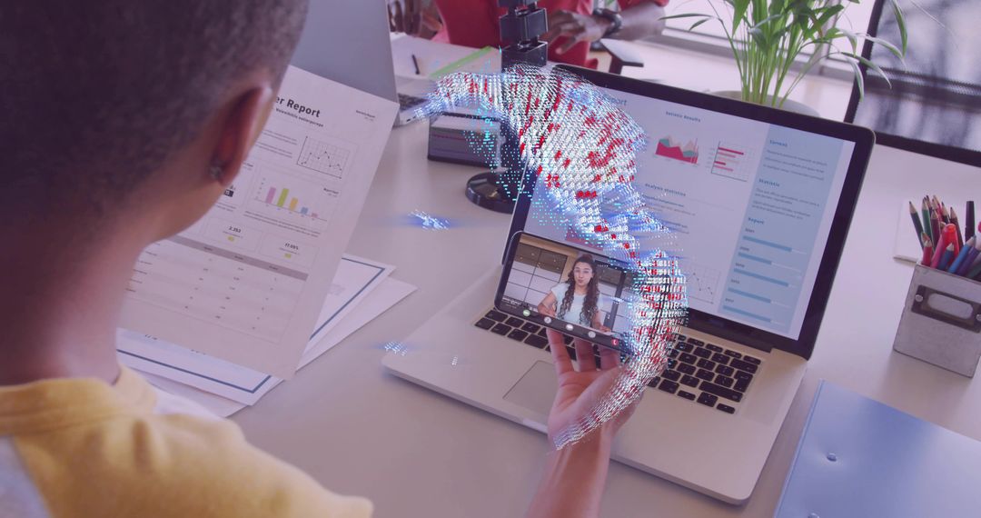 Business Professional Utilizing Augmented Reality for Remote Communication