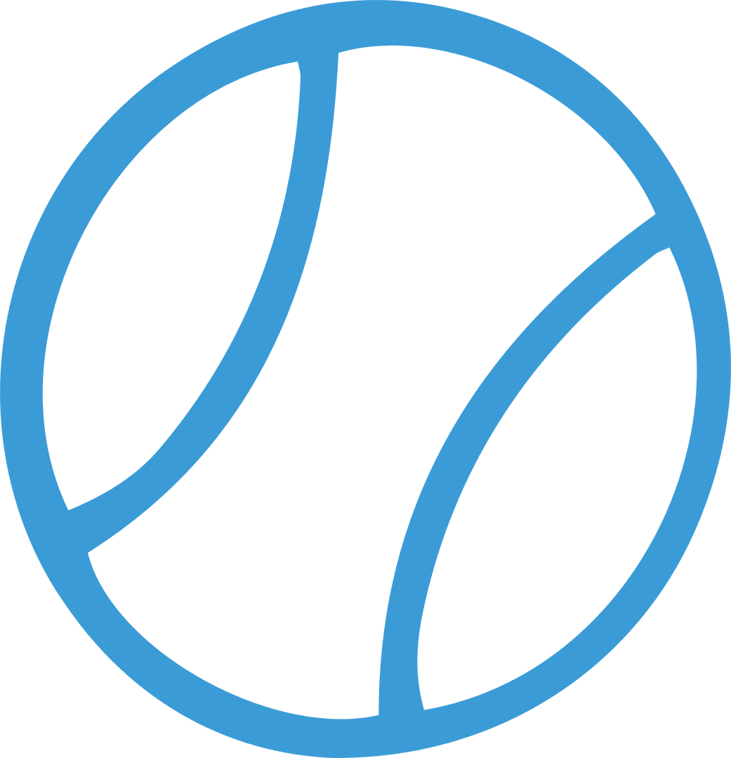 Blue Ball with Curved Lines on Transparent Background