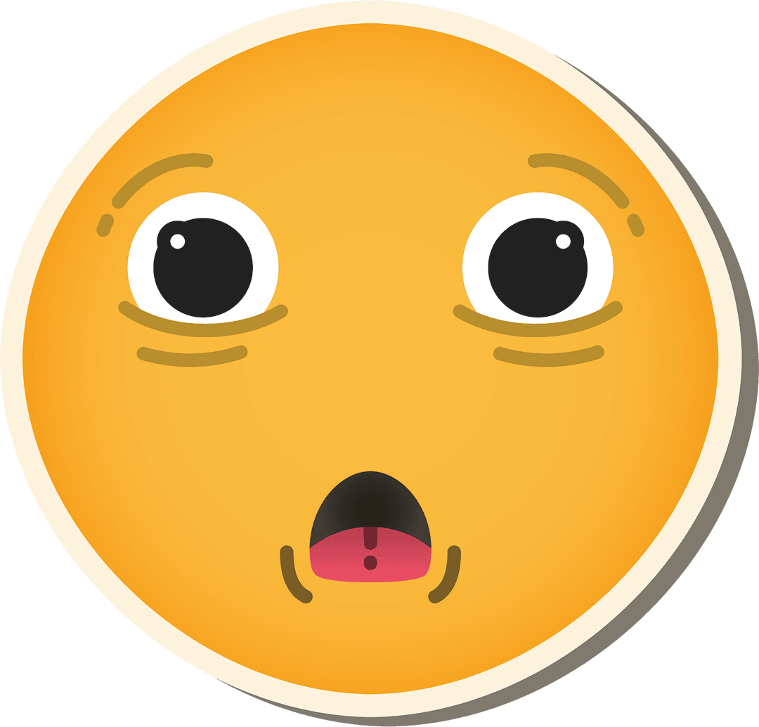 Surprised Yellow Emoji Icon on Transparent Background