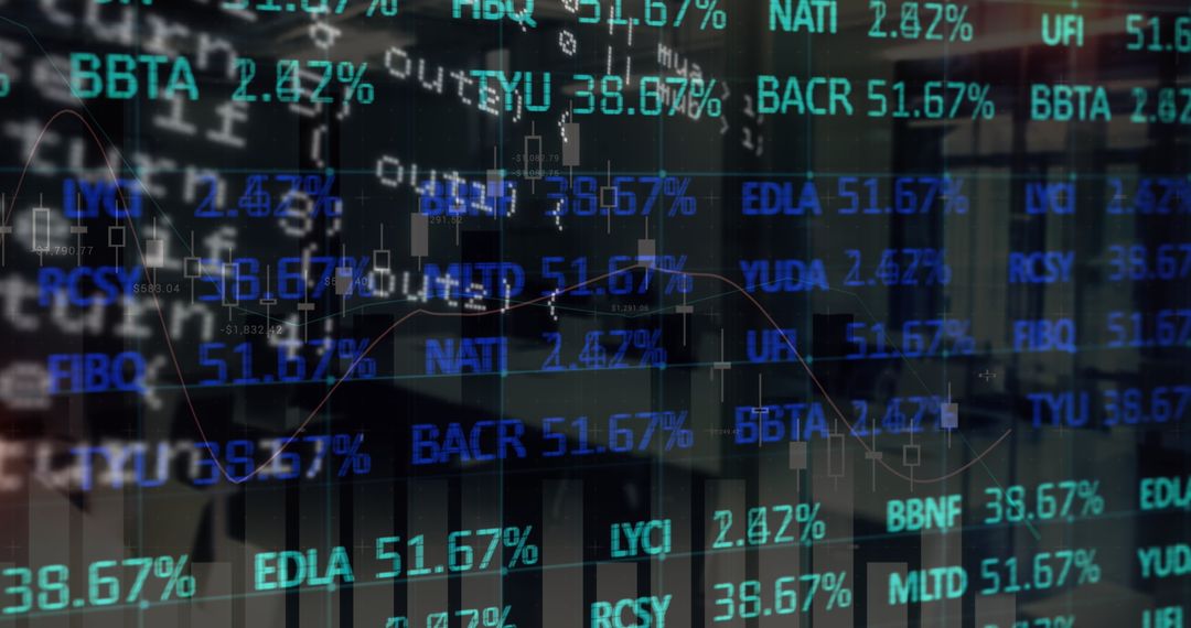 Digital Financial Data Overlay in Empty Modern Office