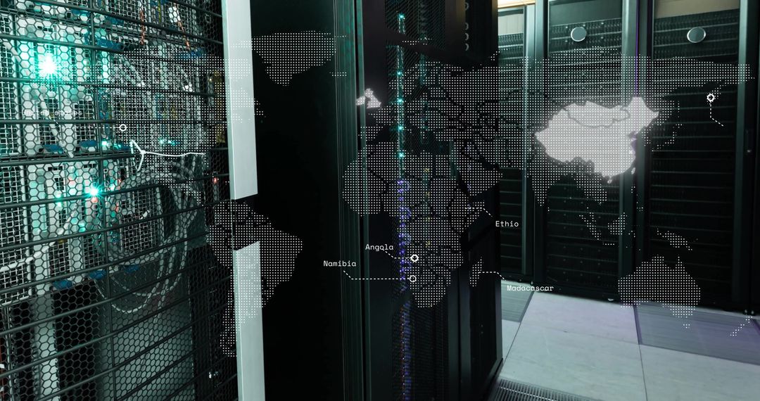 global data network visualization in server room - Free Images, Stock Photos and Pictures on Pikwizard.com
