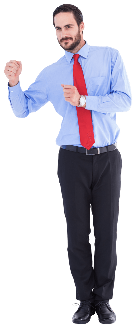 Confident Businessman Expressing Success Gesture Transparent