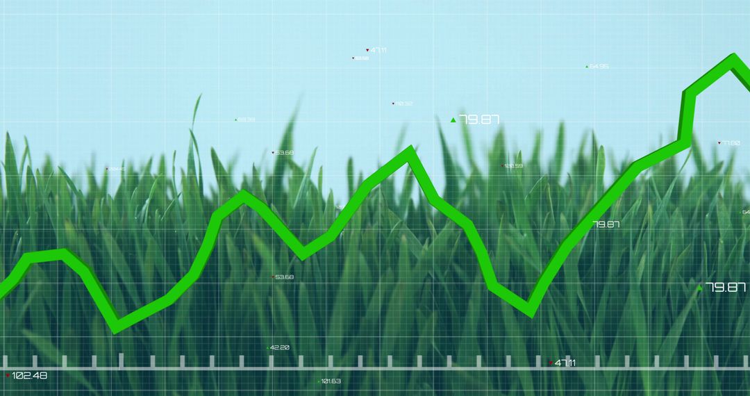 Eco-Friendly Data Analysis with Green Line Graph over Grass