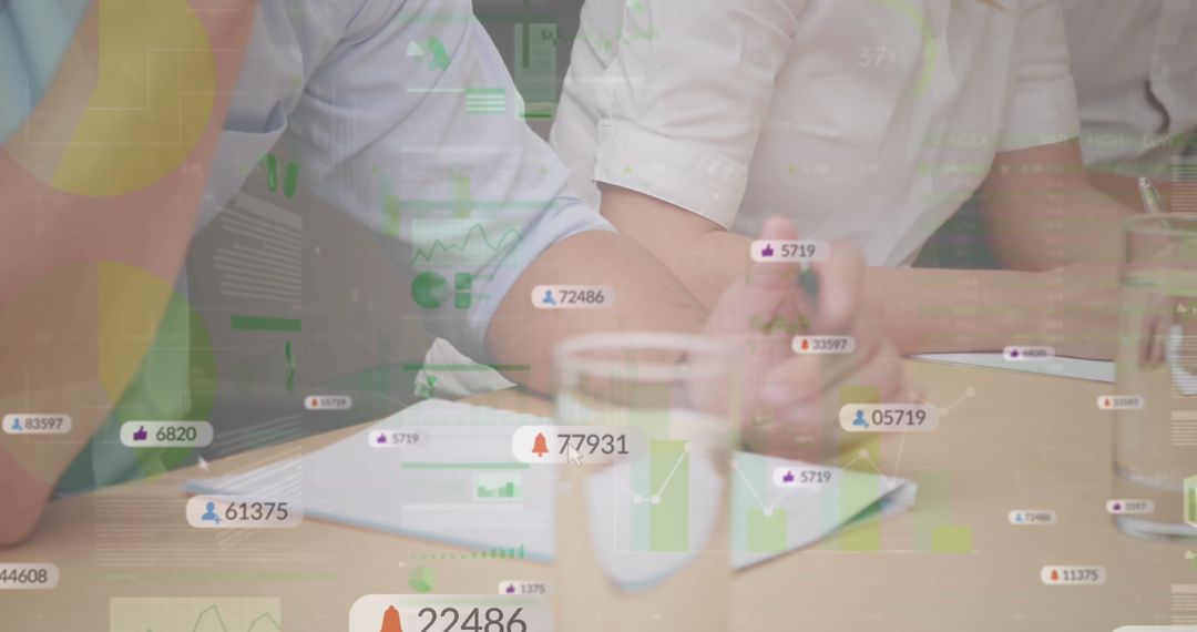 Business Meeting with Social Media Analytics Overlay