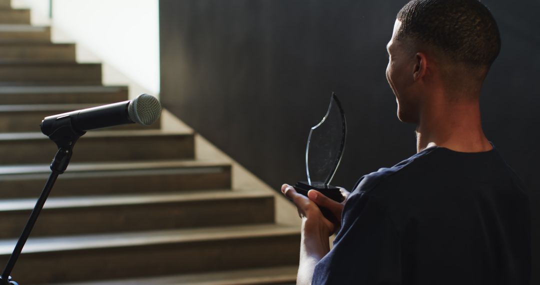 Backstage Moment: Man Preparing for Important Presentation