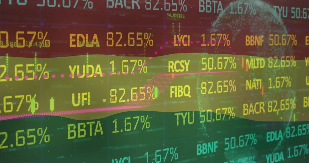 Financial Data Displayed on Bolivia Flag Background