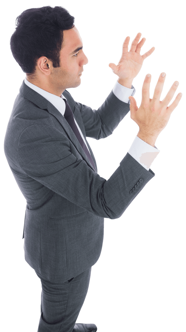 Biracial Businessman Gesturing on Transparent Background