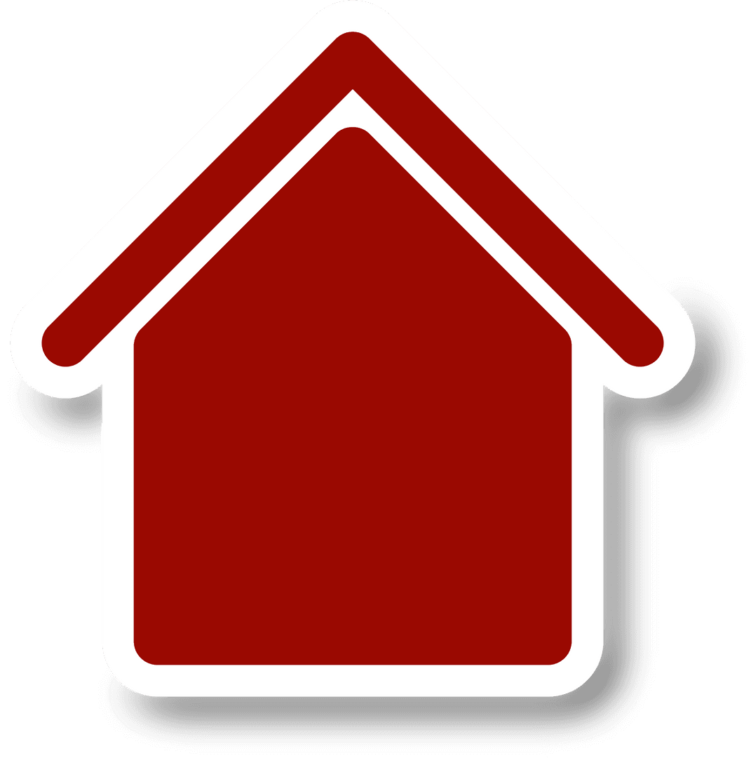 Red House Icon with Transparent Background for Real Estate and Architecture