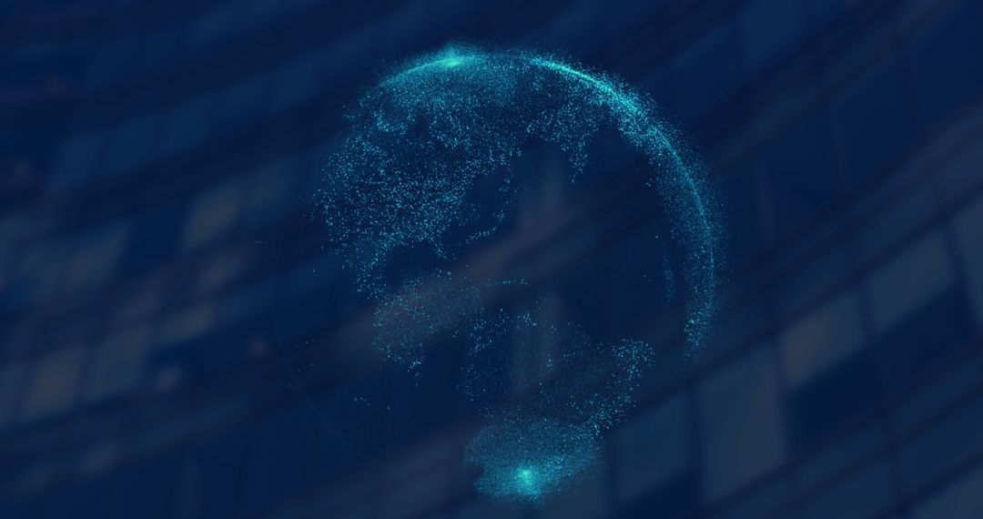 Digital Glowing Globe over Urban Landscape