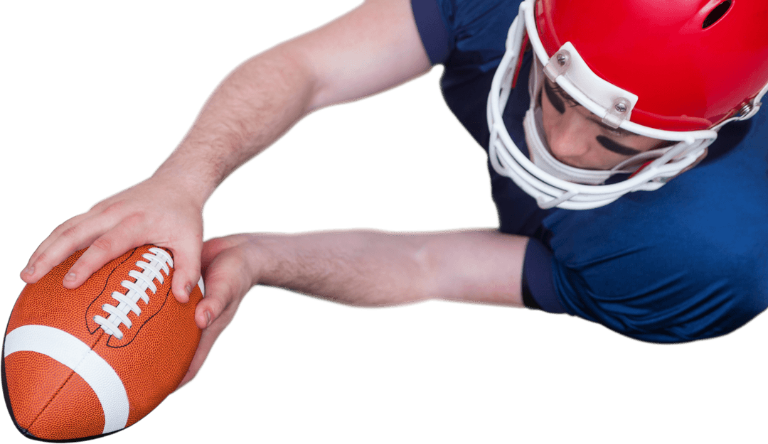 Dedicated American Football Player Scoring Transparent Background
