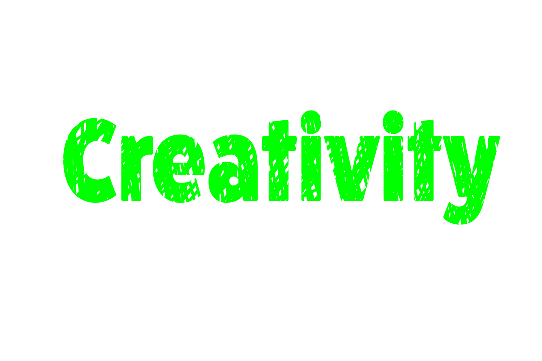 Bold Green Creativity Text on Transparent Background