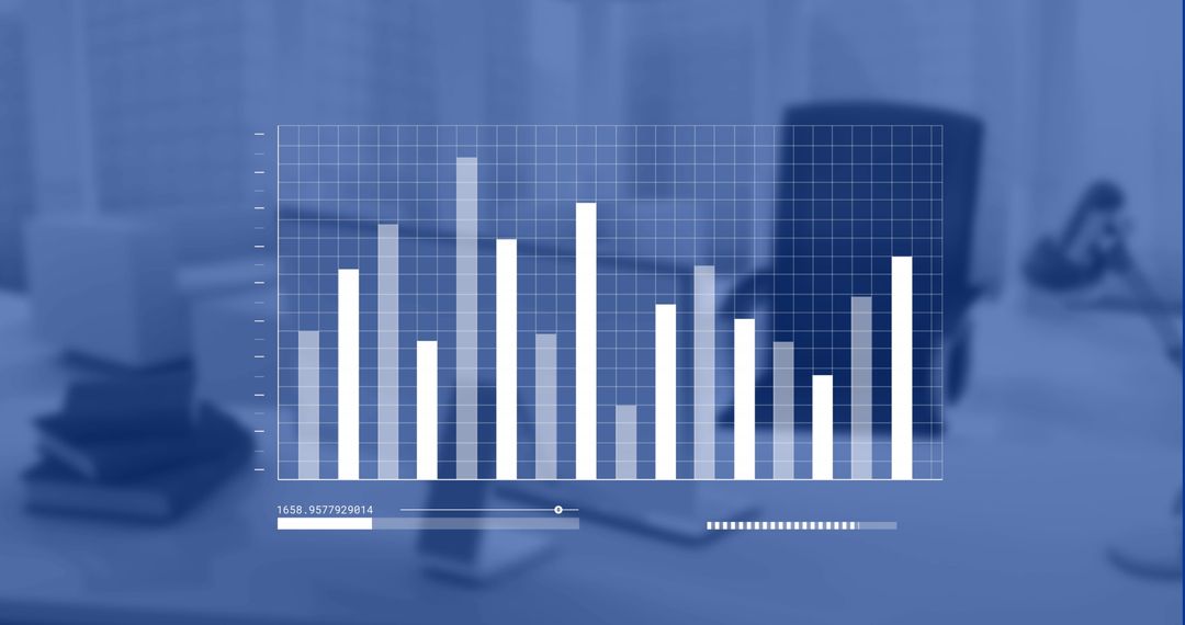Business Data Bar Chart Overlay on Desk in Office