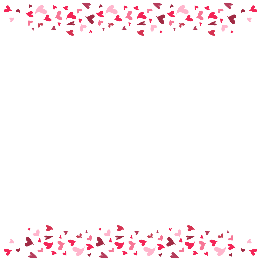 Red and Pink Heart Border on Transparent Background