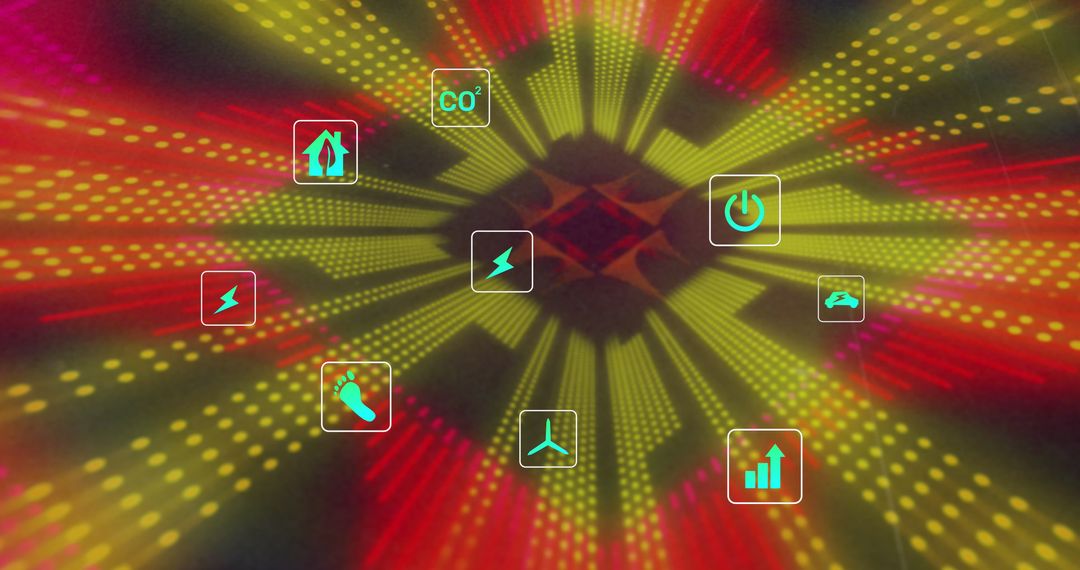 Ecology Icons in Digital Tunnel Conceptual Background