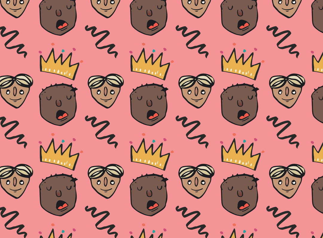 Colorful Face Pattern with Pink Background Design Transparent PNG