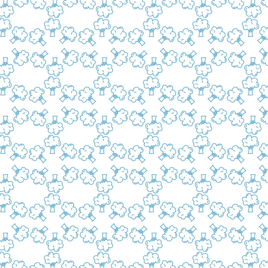 Blue Broccoli Pattern with Transparent Background