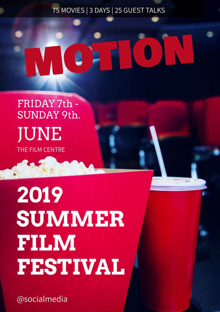 Exciting Summer Film Festival Advertisement with Popcorn and Drink - Download Free Stock Templates Pikwizard.com