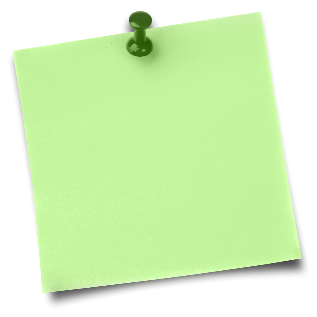 Green Sticky Note with Transparent Thumbtack Pin - Download Free Stock Images Pikwizard.com