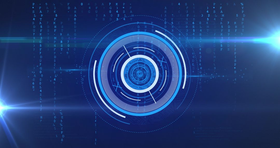 Futuristic Digital Scanner with Blue Neon Graphics