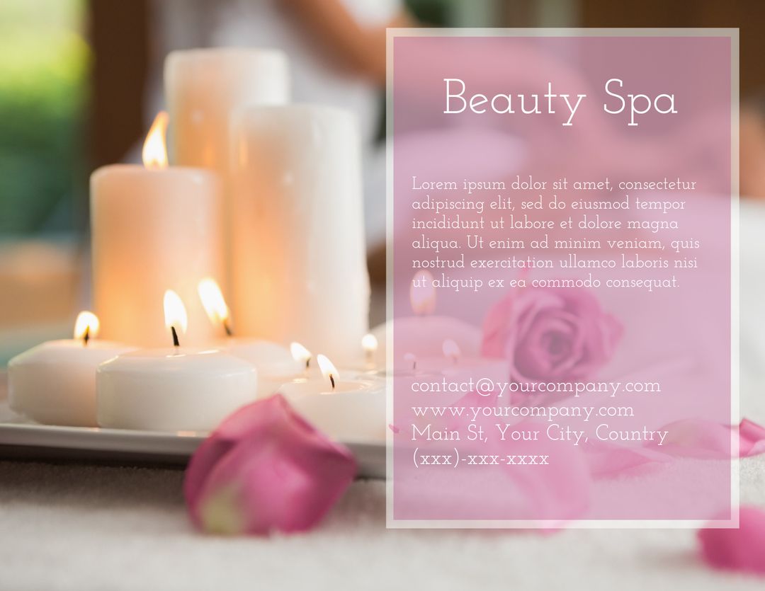 Tranquil Spa Ambiance with Lit Candles and Rose Petals