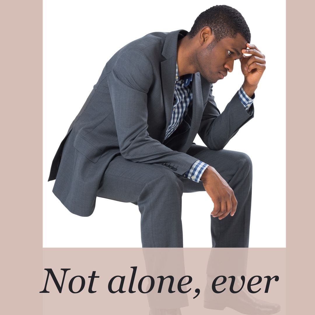 Thoughtful Businessman Supporting Mental Health Awareness