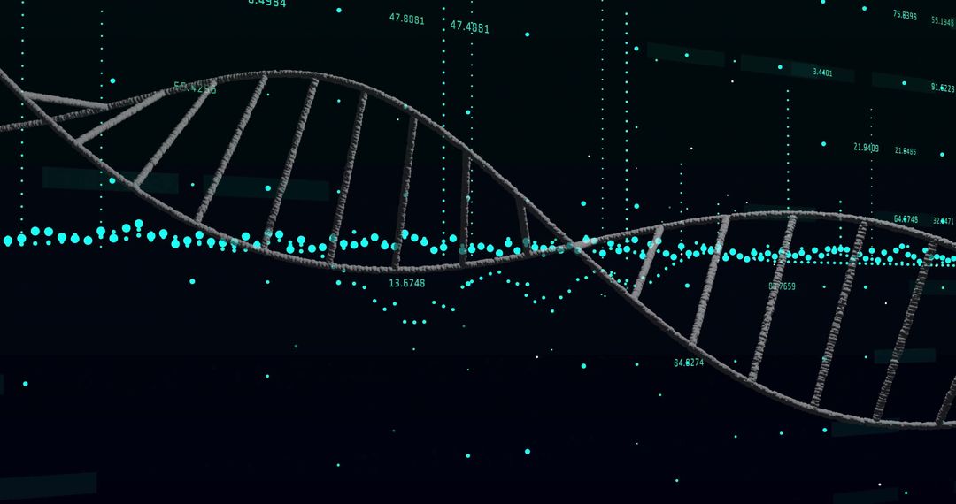 Futuristic Digital DNA Helix in Virtual Space