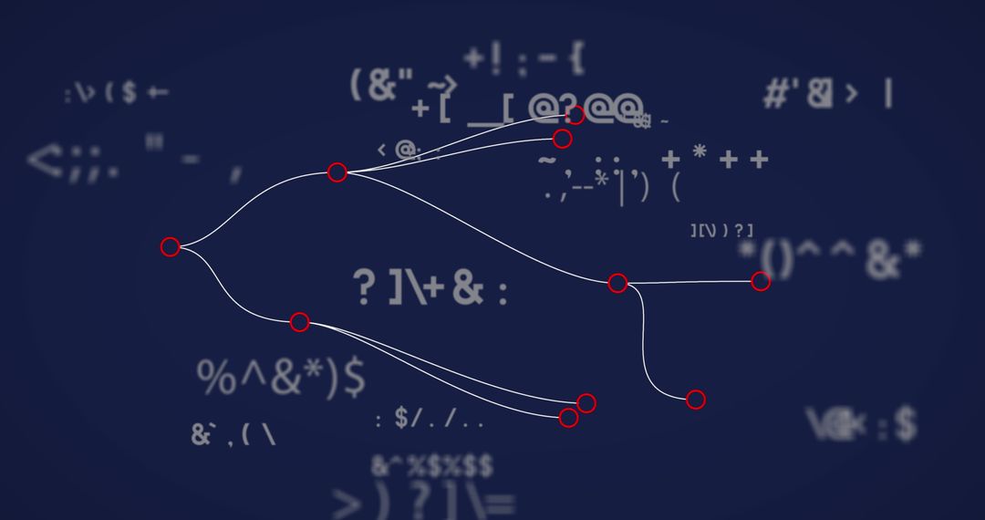 Dynamic Network with Mathematical Symbols on Blue Background