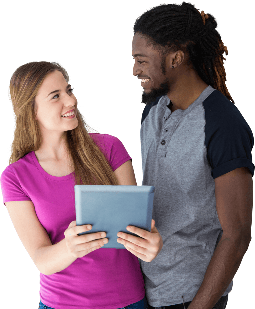 Smiling Creative Team Collaborating on Digital Project, Transparent Background