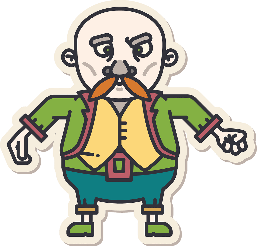 Colorful Cartoon Character Illustration on Transparent Background