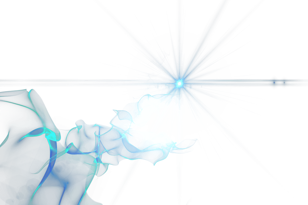 Glowing Blue Light with Starburst on Transparent Background