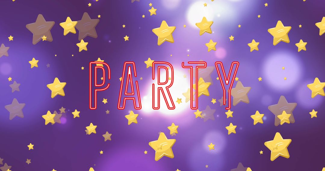 Neon Party Invitation with Floating Stars